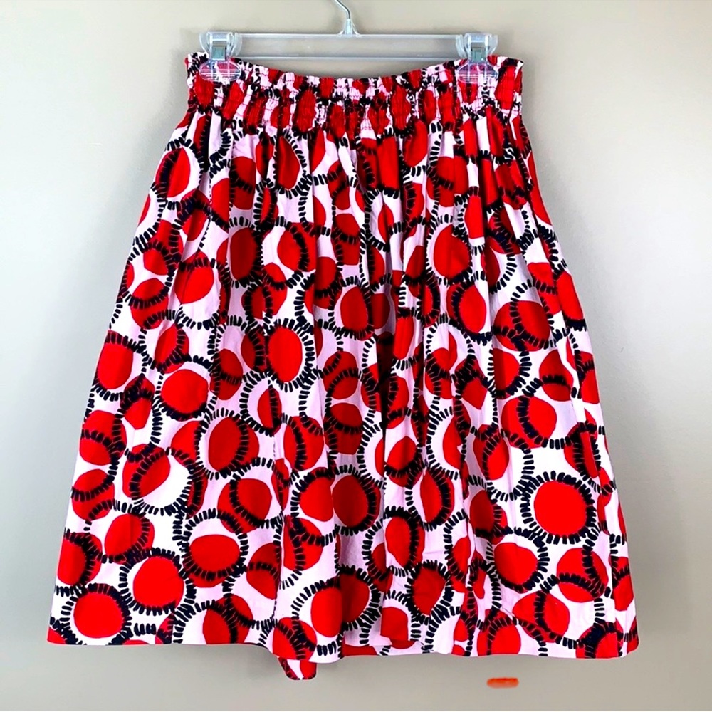 Kate Spade red and black circle print full skirt 0 with pockets worn once
